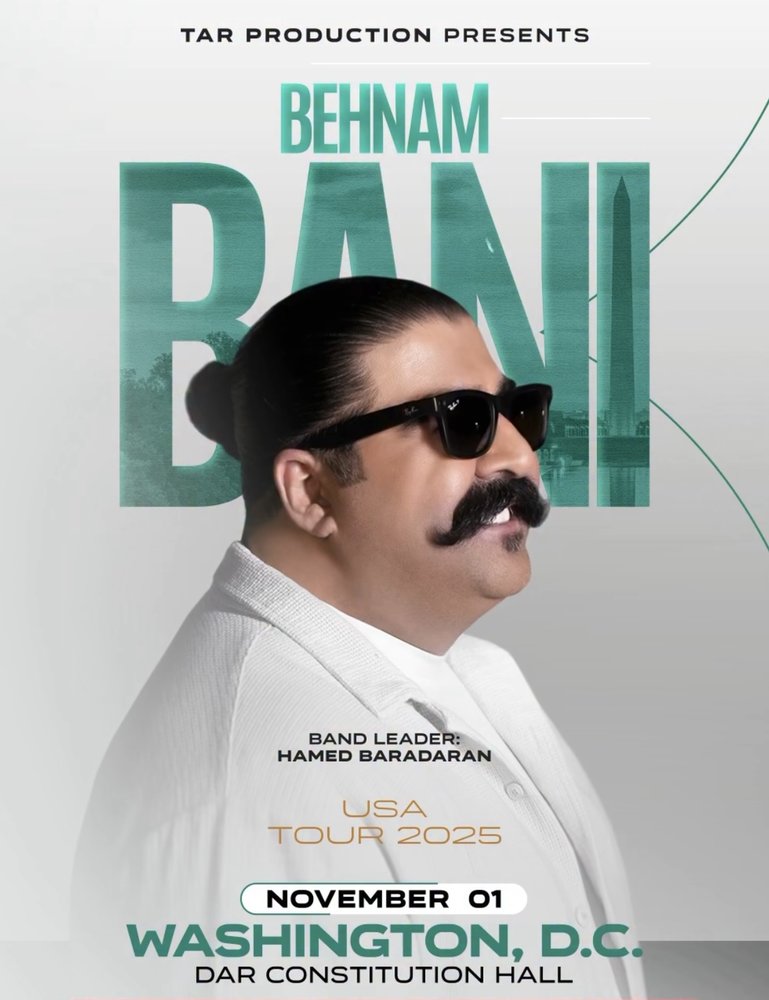 Behnam Bani Live in Washington DC event · Sat, November 1, 2025 · Dar ...